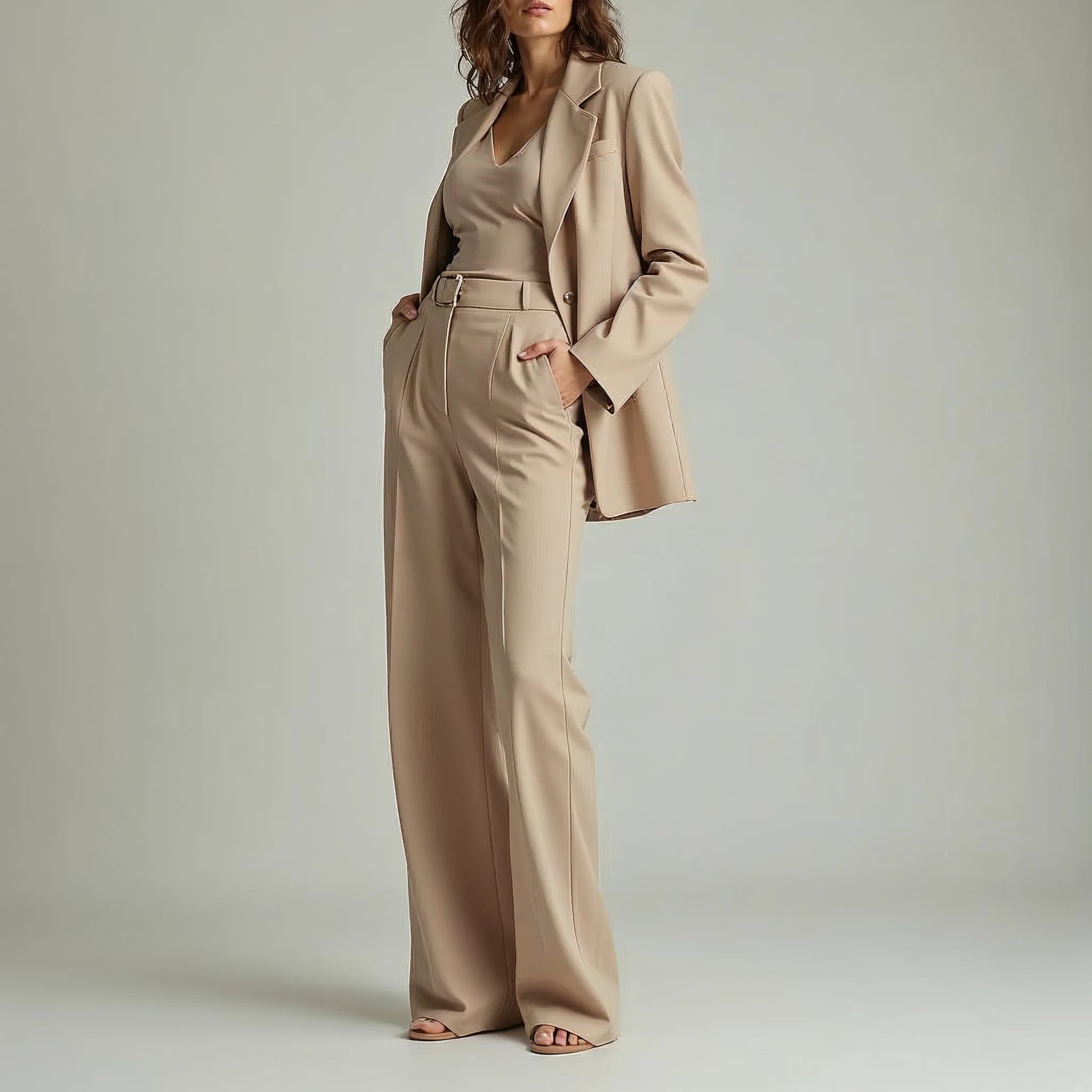 Amarelle - Blazer and Wide-Leg Flare Trouser Set