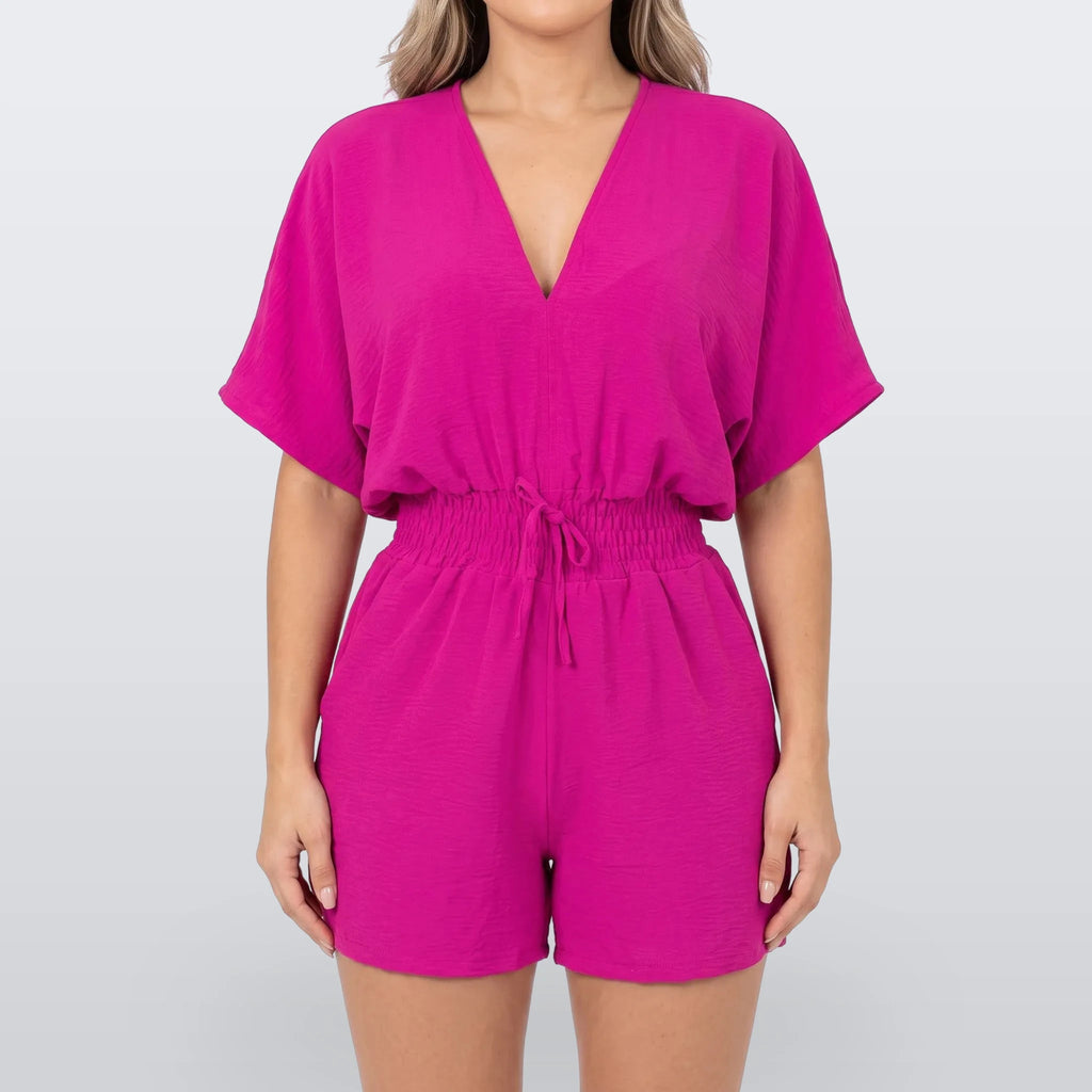 Arlisa - Casual Short-Sleeved V-Neck Summer Romper