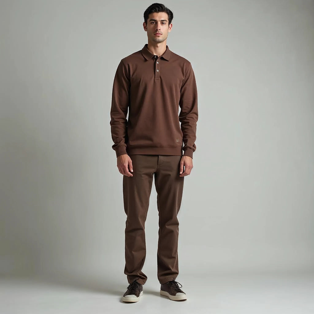 Ashden - Long-Sleeved Relaxed Pique Polo Shirt