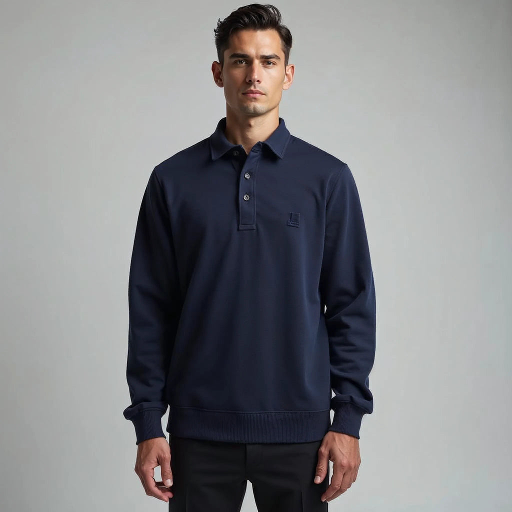 Ashden - Long-Sleeved Relaxed Pique Polo Shirt