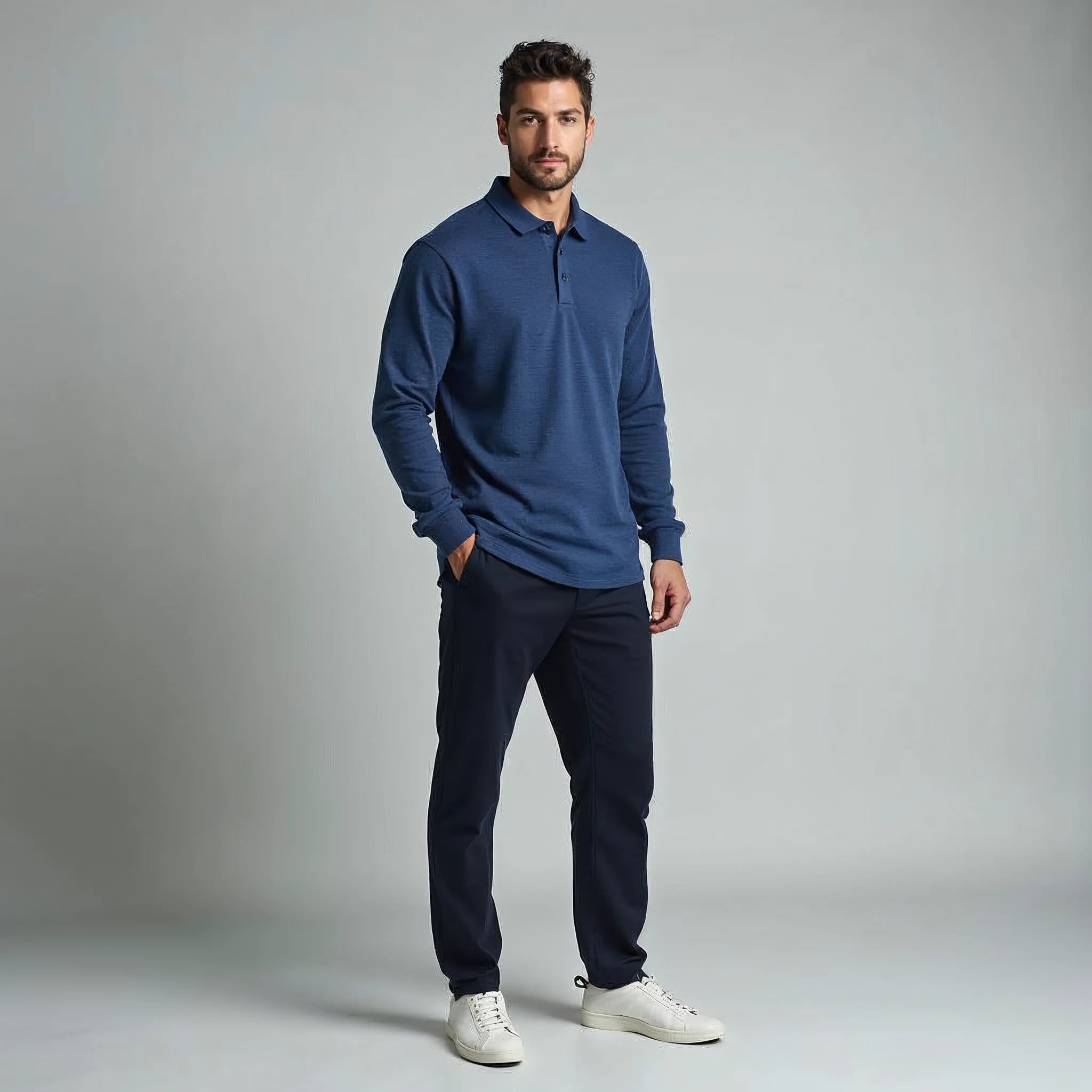 Ashden - Long-Sleeved Relaxed Pique Polo Shirt