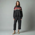 Aurelle - Colour-Block Waffle-Knit Roll-Neck Jumper