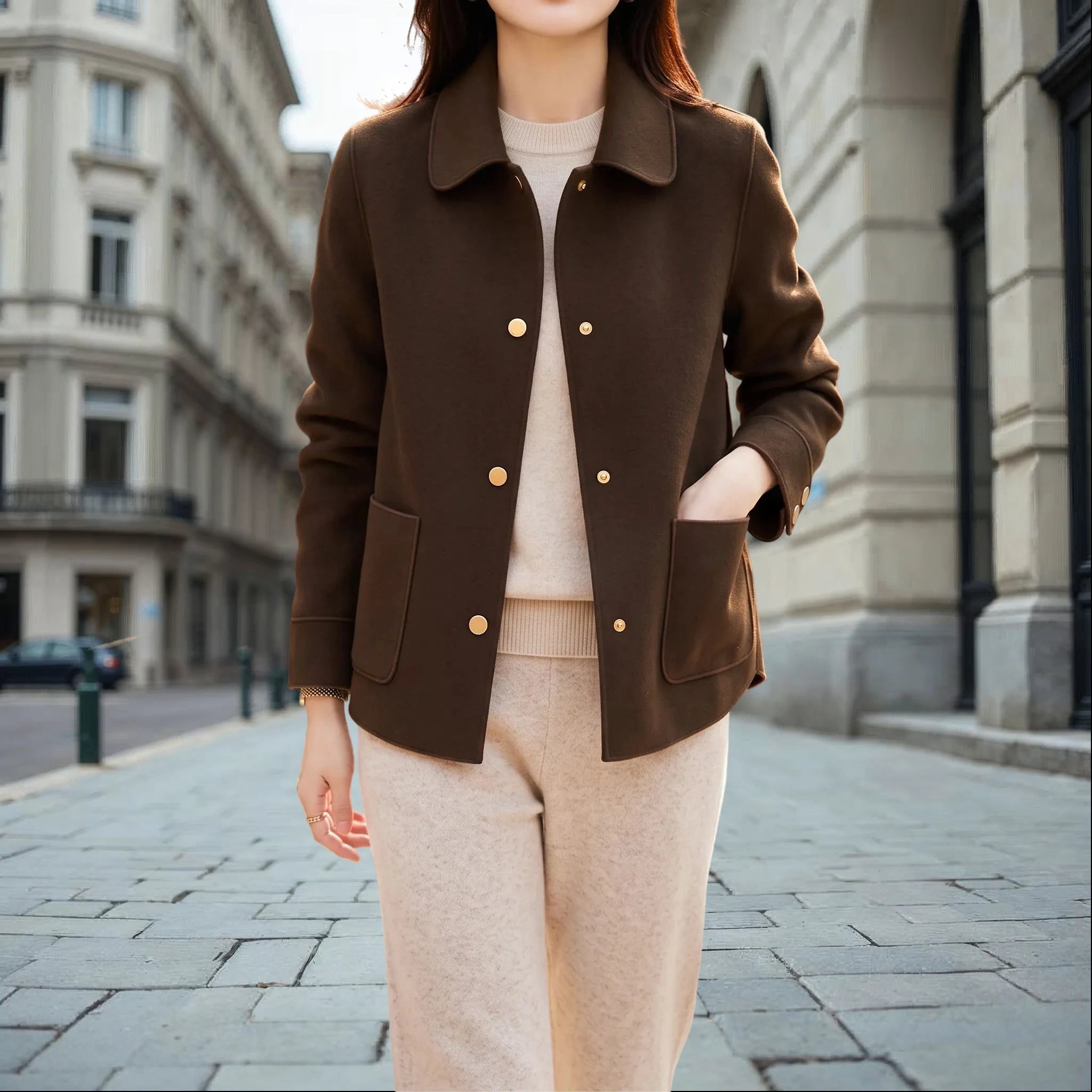 Avelis - Short Button-Front Coat