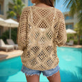 Breezlyn - Open-Knit Geometric Summer Top