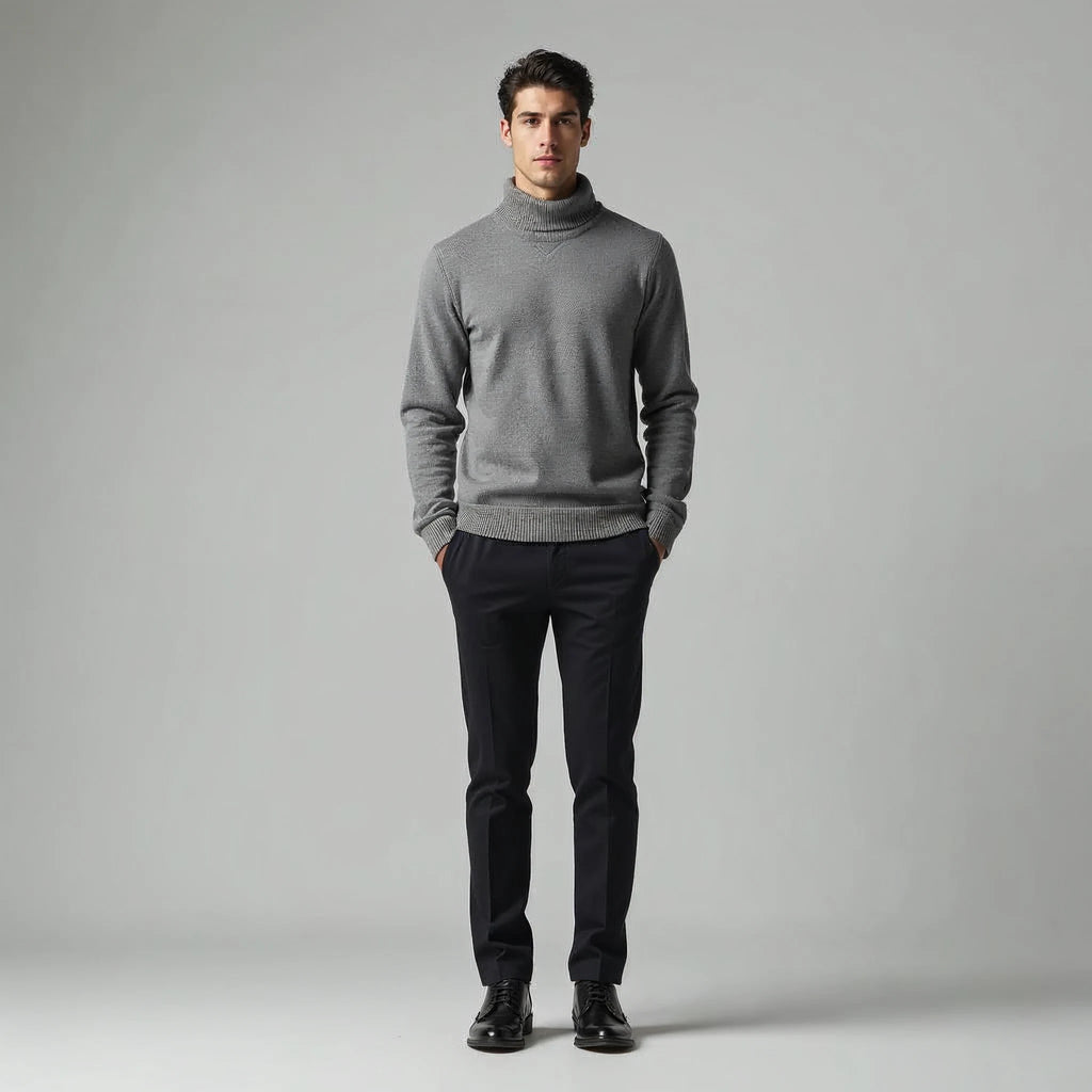Calder - Ribbed Roll-Neck Merino-Look Jumper