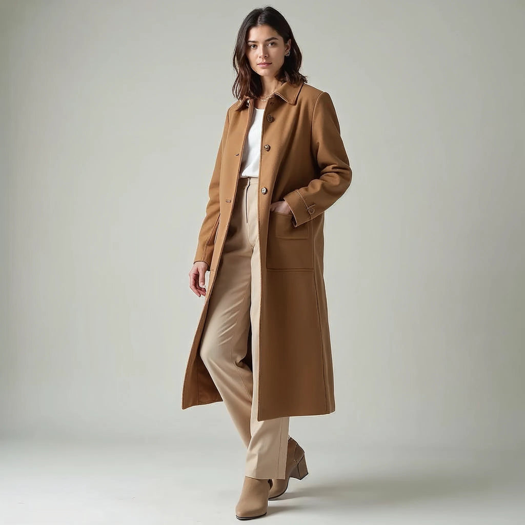 Cassienne - Stand-Collar Single-Button Wool-Look Coat