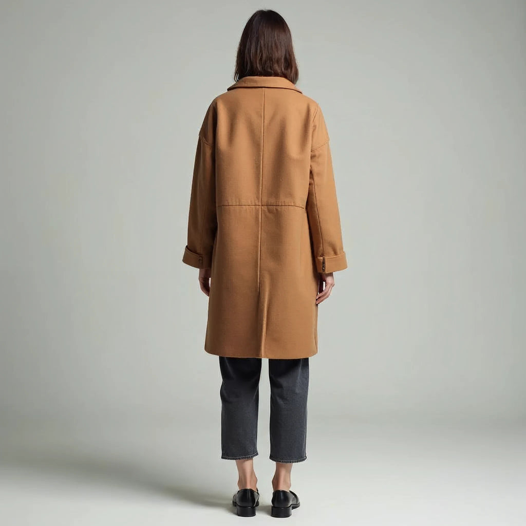 Cassienne - Stand-Collar Single-Button Wool-Look Coat