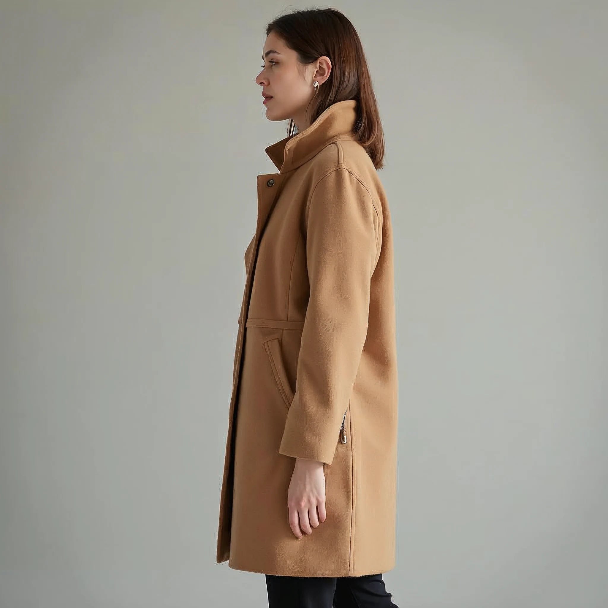 Cassienne - Stand-Collar Single-Button Wool-Look Coat