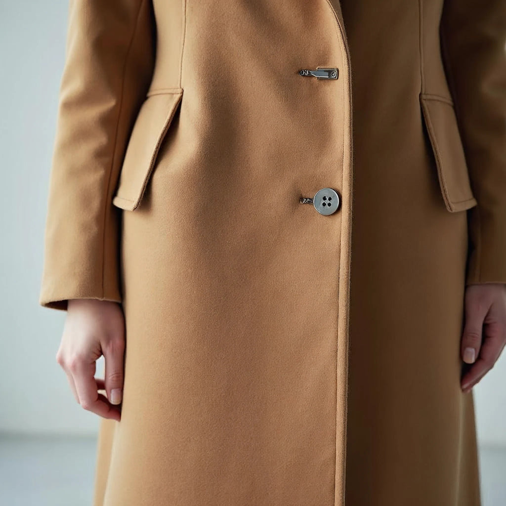 Cassienne - Stand-Collar Single-Button Wool-Look Coat