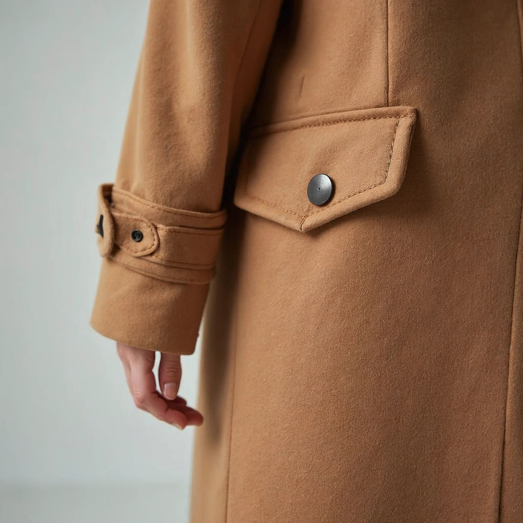 Cassienne - Stand-Collar Single-Button Wool-Look Coat