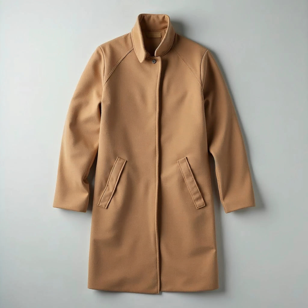 Cassienne - Stand-Collar Single-Button Wool-Look Coat
