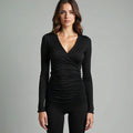 Elowyn - Ruched-Waist Deep V-Neck Top
