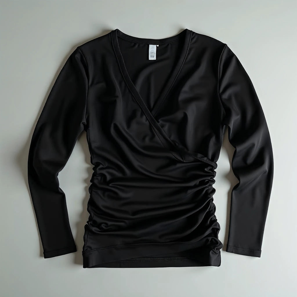 Elowyn - Ruched-Waist Deep V-Neck Top