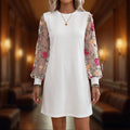 Fleurise - Embroidered Bishop Sleeve Shift Dress