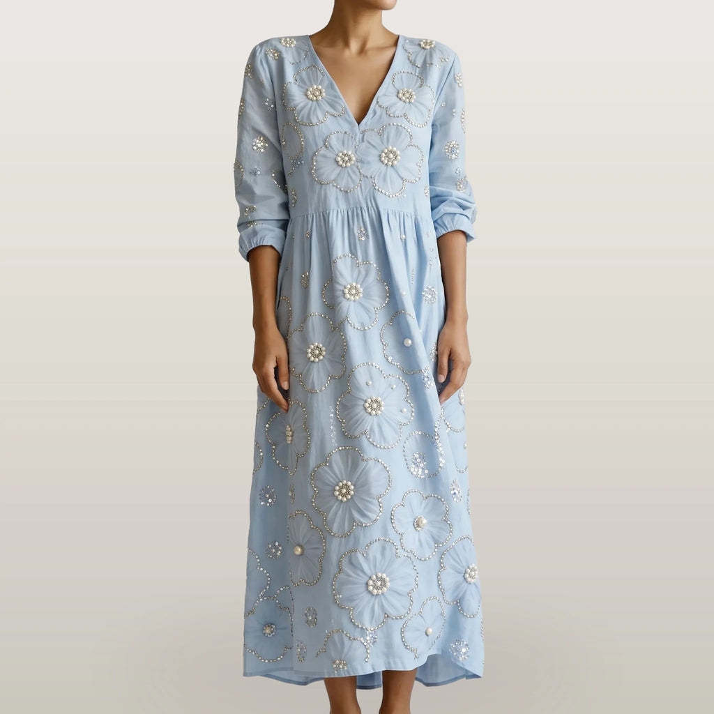 Florana - Long-Sleeved Floral Midi Dress