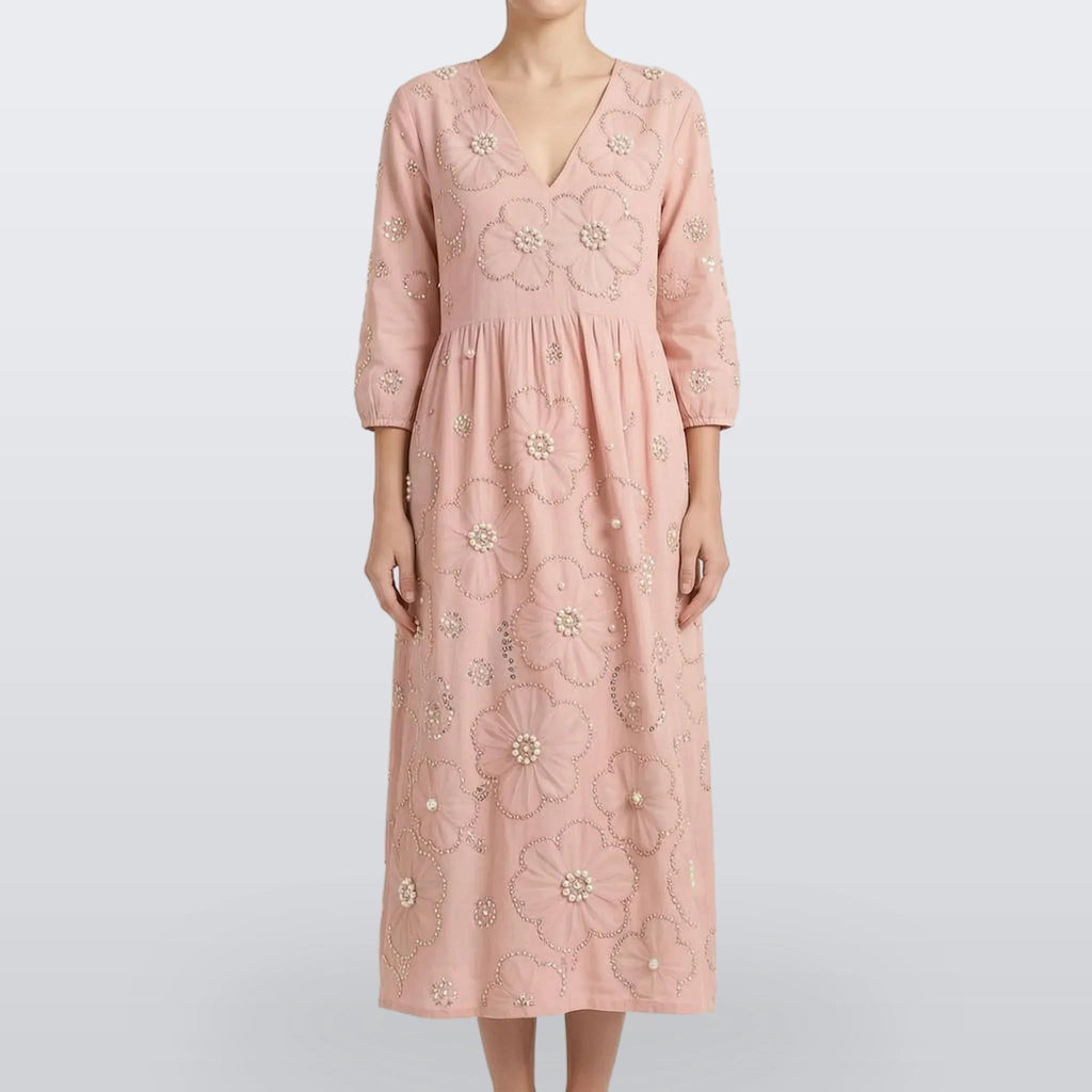 Florana - Long-Sleeved Floral Midi Dress