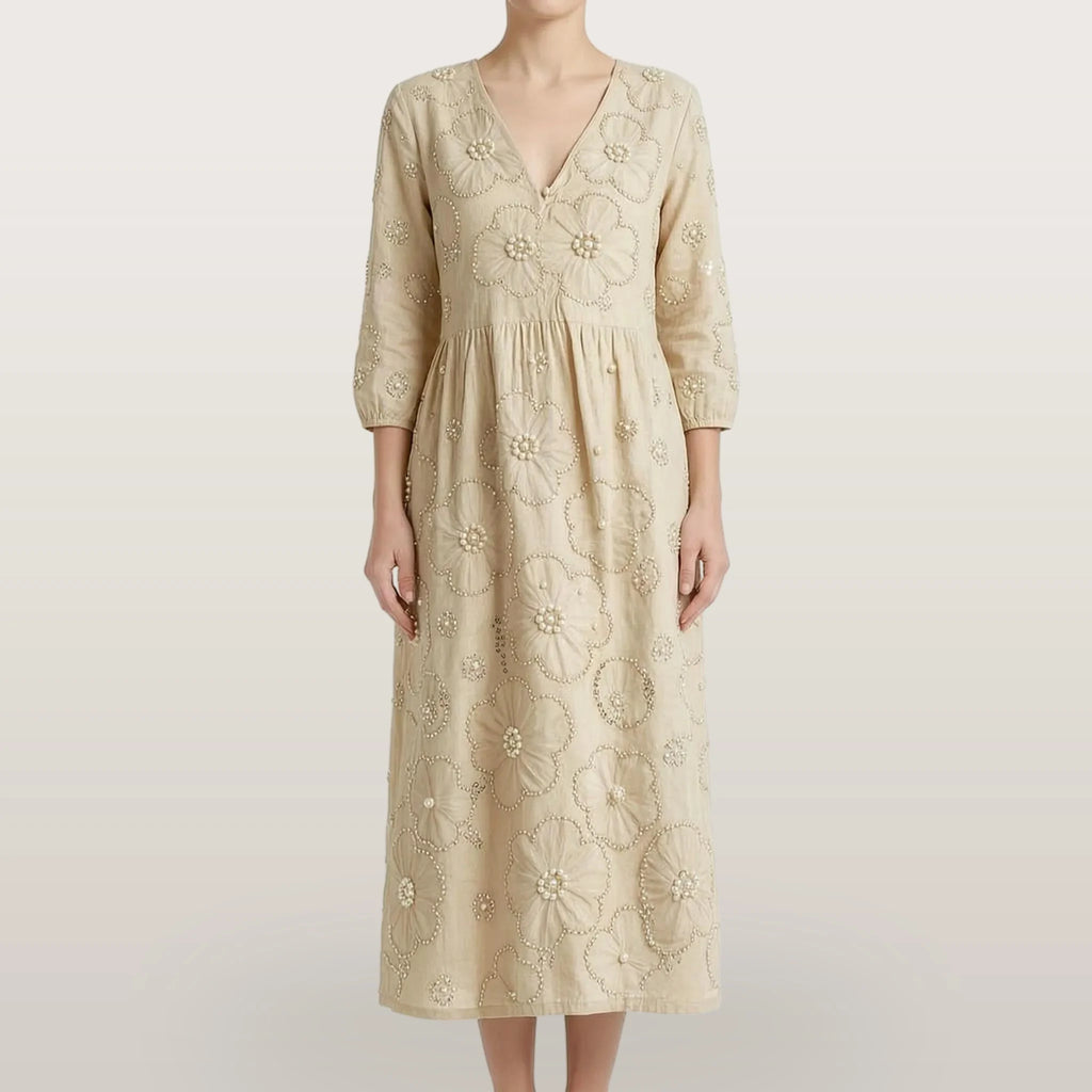 Florana - Long-Sleeved Floral Midi Dress