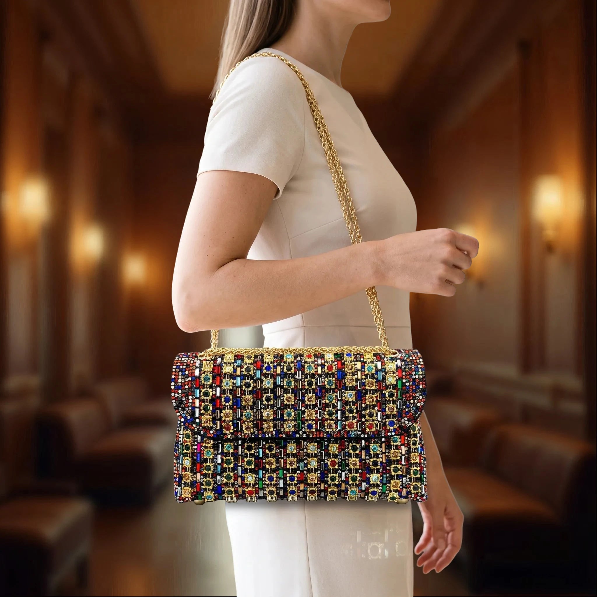Glimmera - Embellished Flap Shoulder Bag
