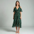 Lumira - Off-Shoulder Ruched Chiffon Midi Dress