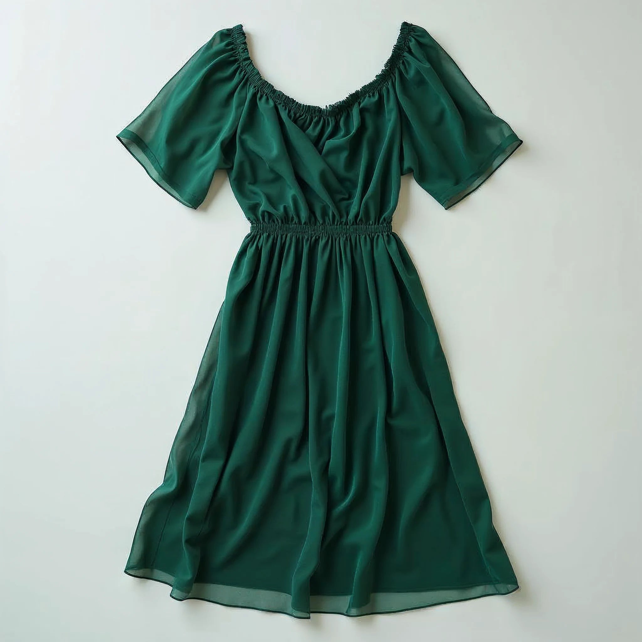 Lumira - Off-Shoulder Ruched Chiffon Midi Dress