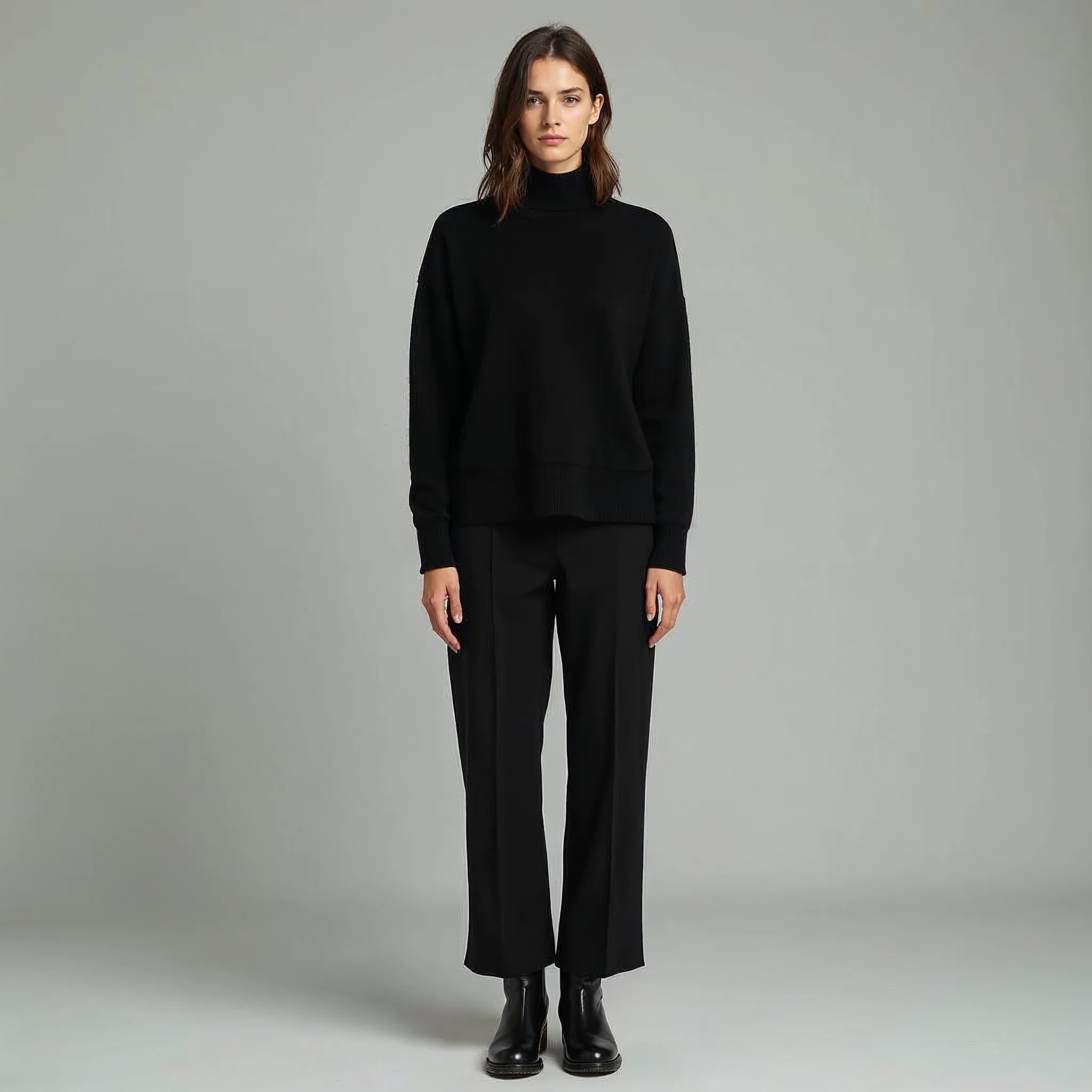 Marisole - Mock-Neck Fine-Knit Wool Jumper