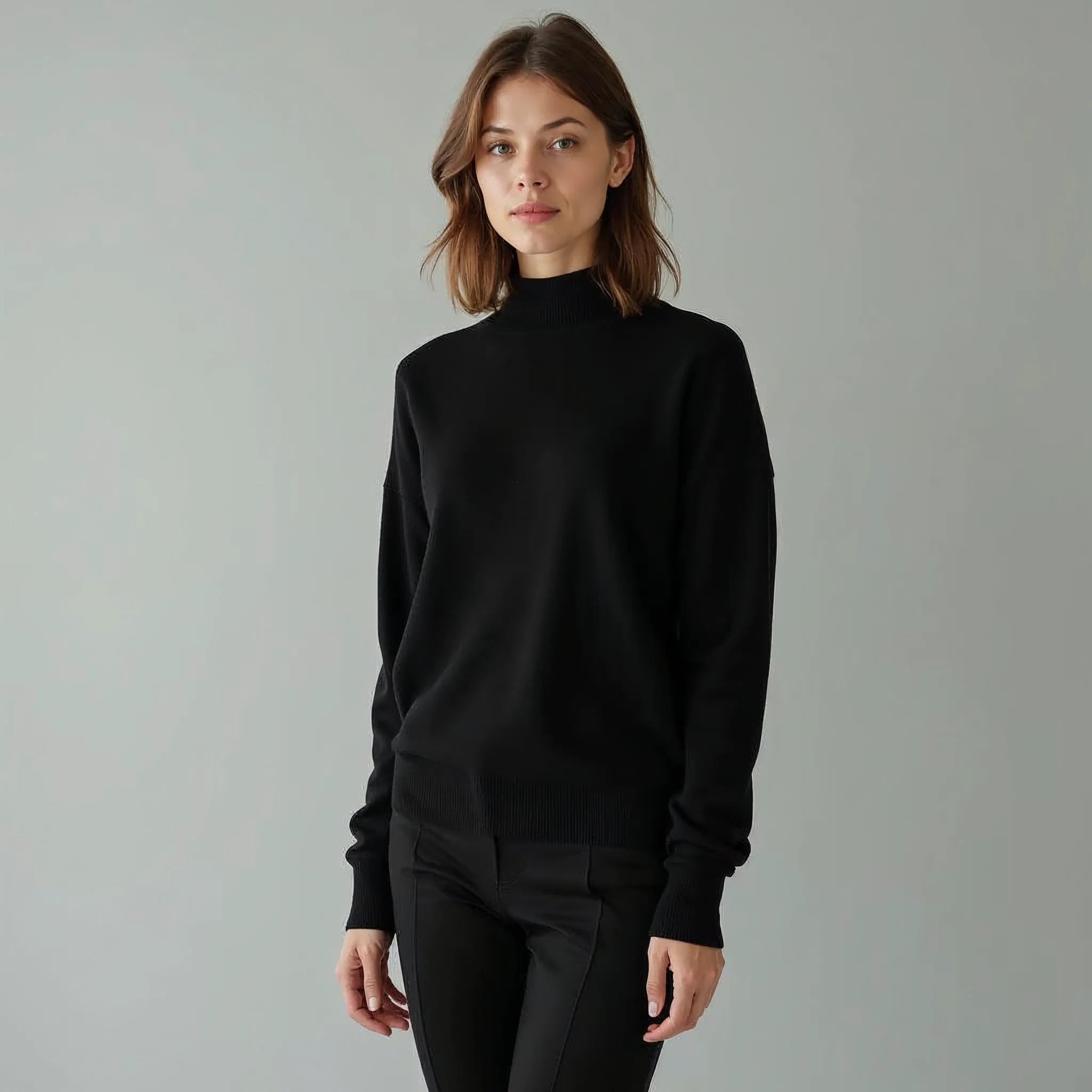 Marisole - Mock-Neck Fine-Knit Wool Jumper