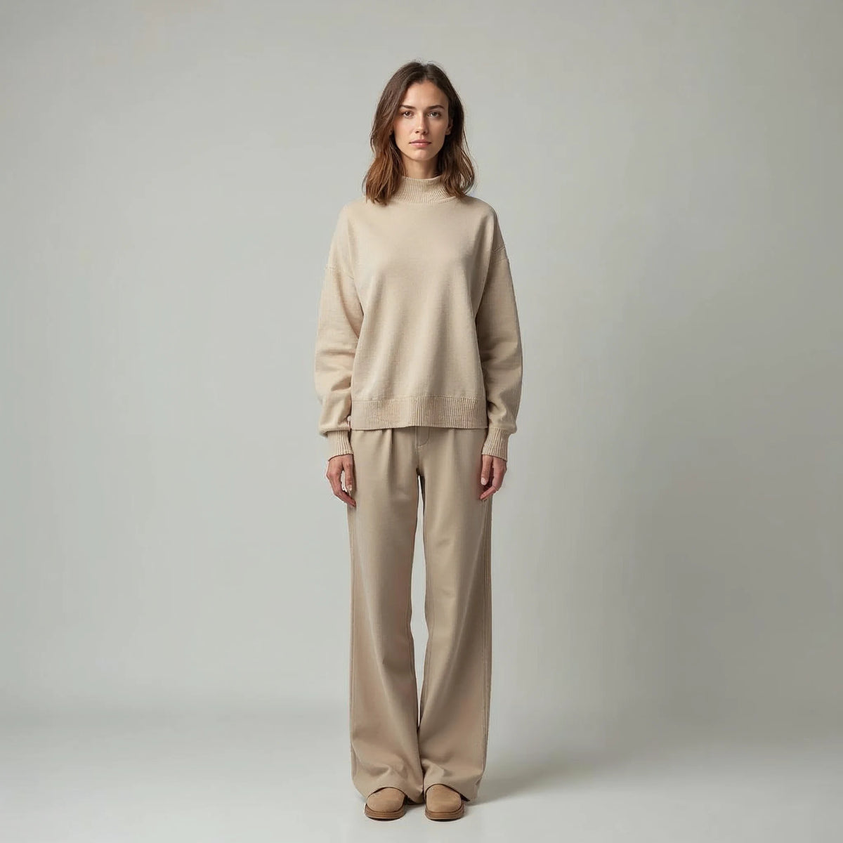 Marisole - Mock-Neck Fine-Knit Wool Jumper