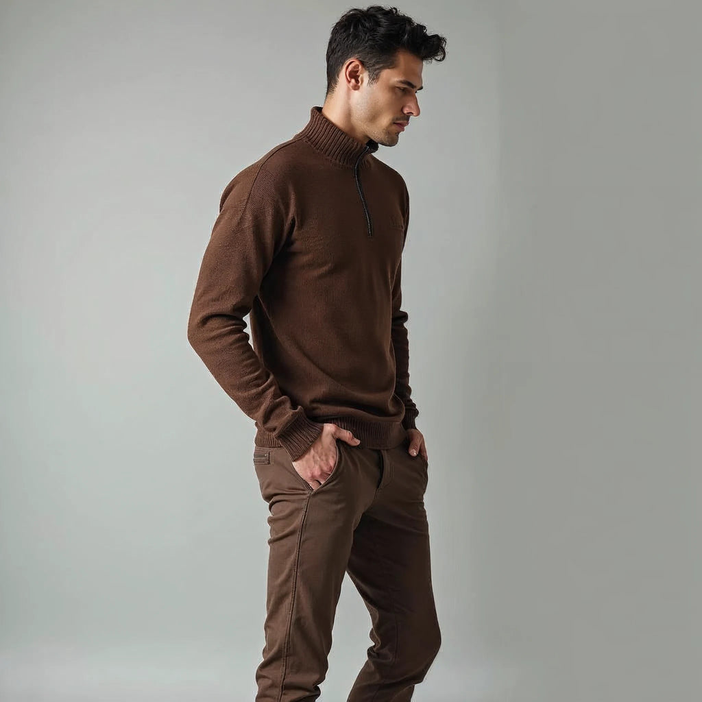Marlowe - Half-Zip Mock-Neck Knitted Pullover
