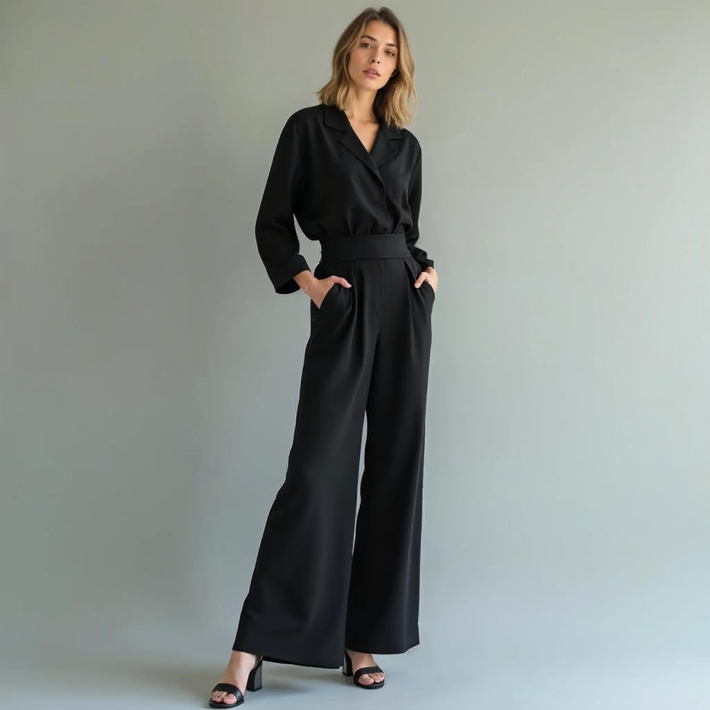 Perreine - High-Waisted Pleated Wide-Leg Trousers