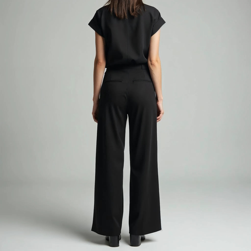 Perreine - High-Waisted Pleated Wide-Leg Trousers