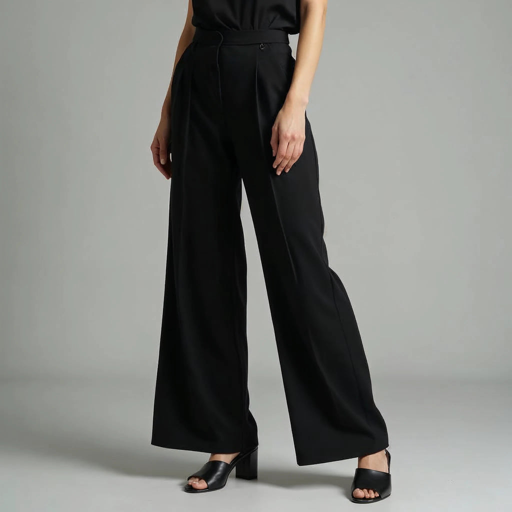 Perreine - High-Waisted Pleated Wide-Leg Trousers