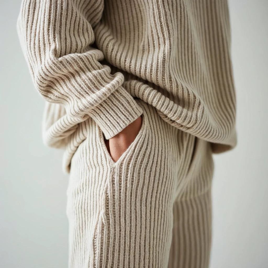 Rivienne - Oversized Roll-Neck and Wide-Leg Knit Set