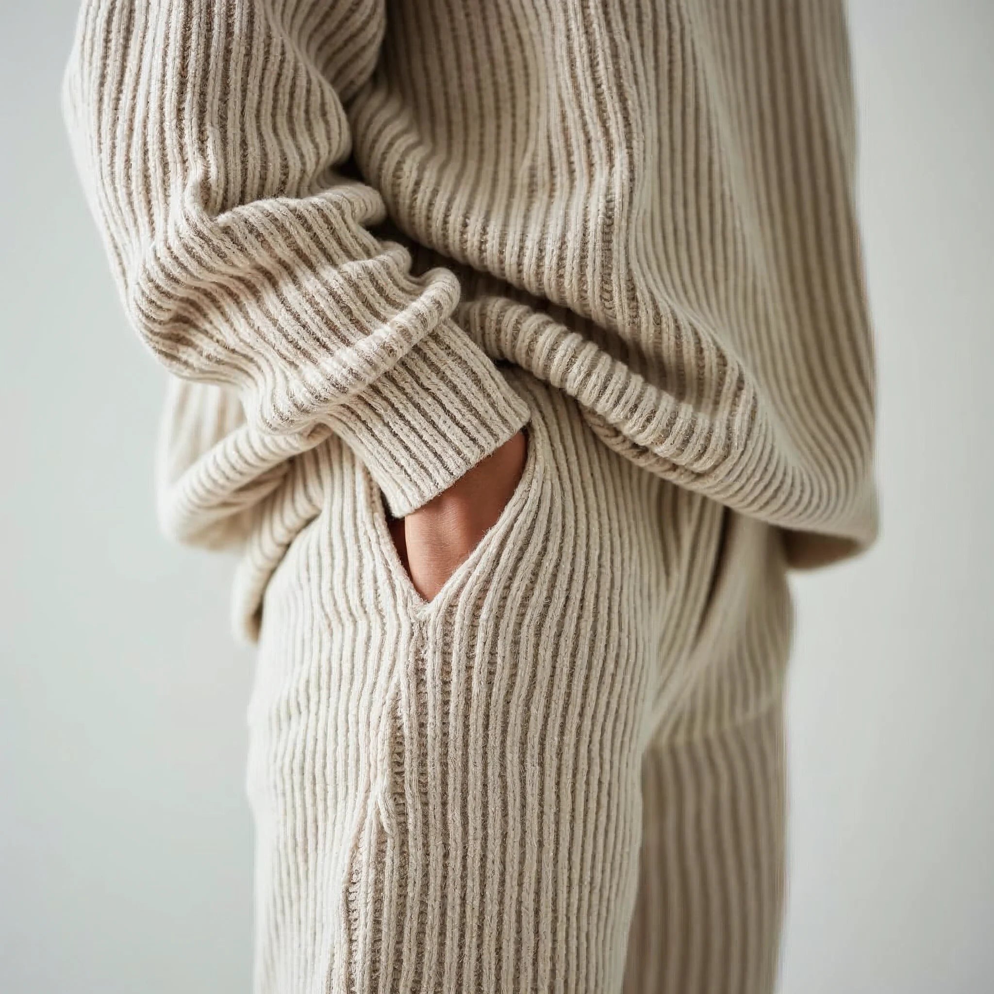 Rivienne - Oversized Roll-Neck and Wide-Leg Knit Set