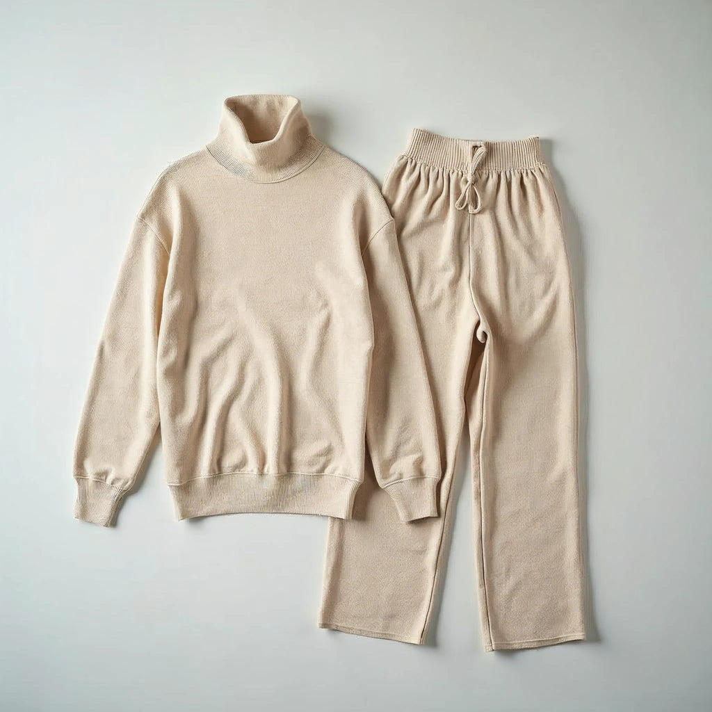 Rivienne - Oversized Roll-Neck and Wide-Leg Knit Set