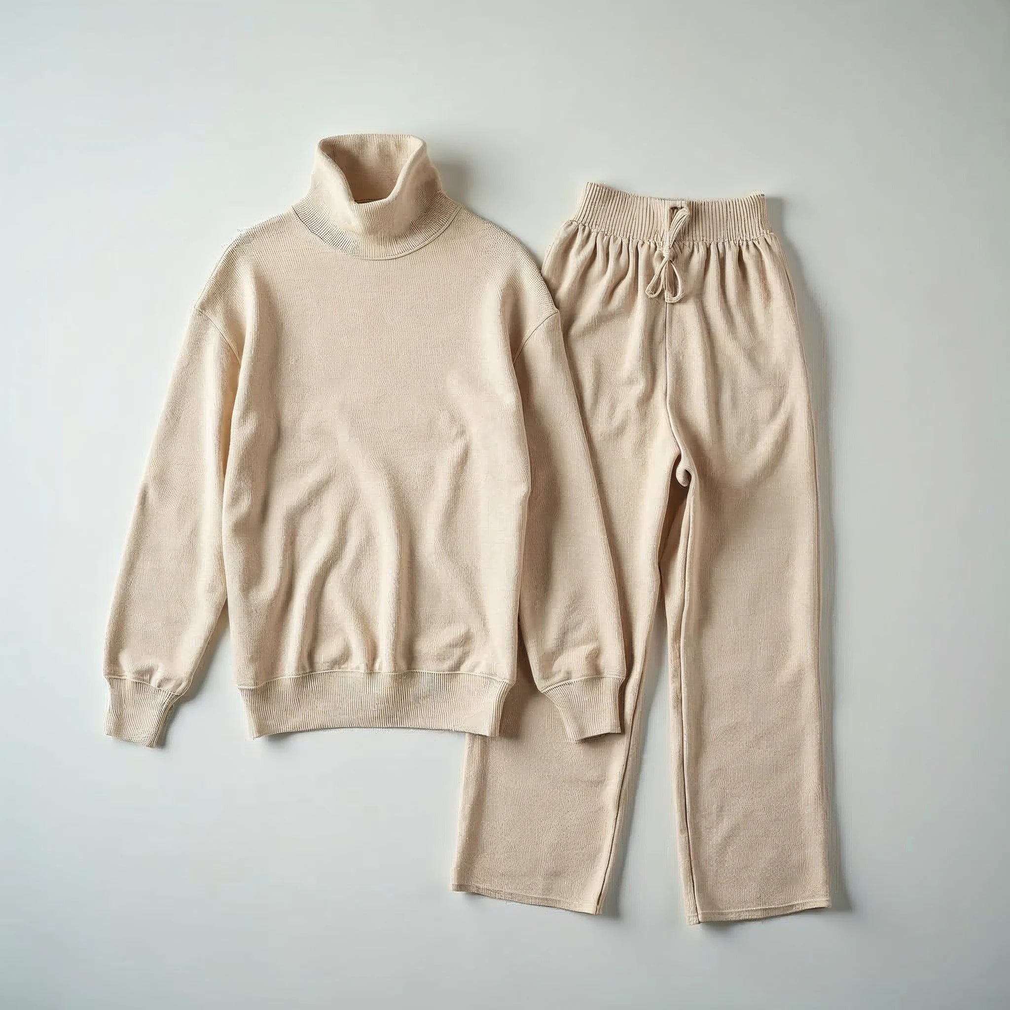 Rivienne - Oversized Roll-Neck and Wide-Leg Knit Set