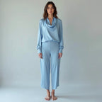 Selvane - Draped Cowl-Neck Satin Blouse