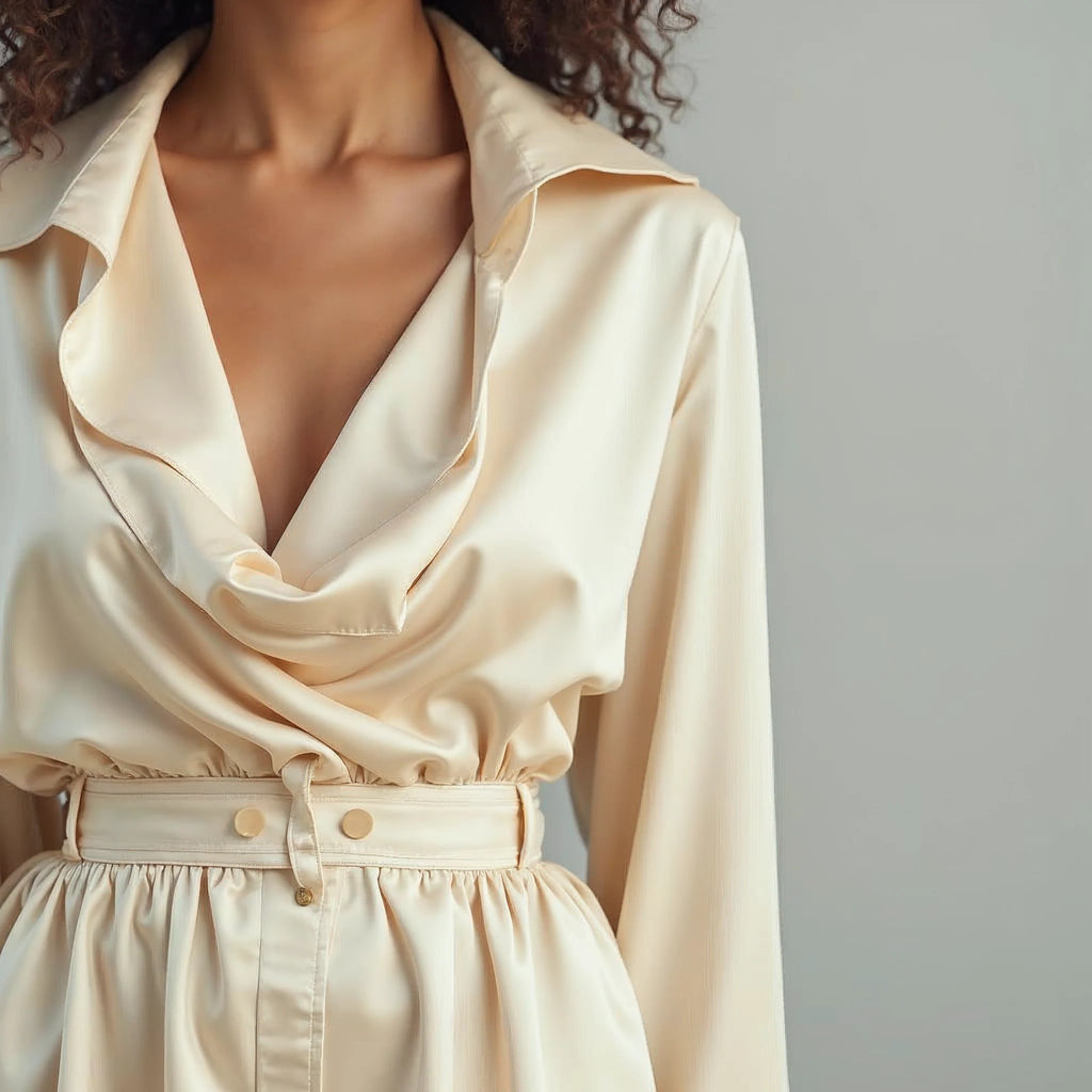 Selvane - Draped Cowl-Neck Satin Blouse