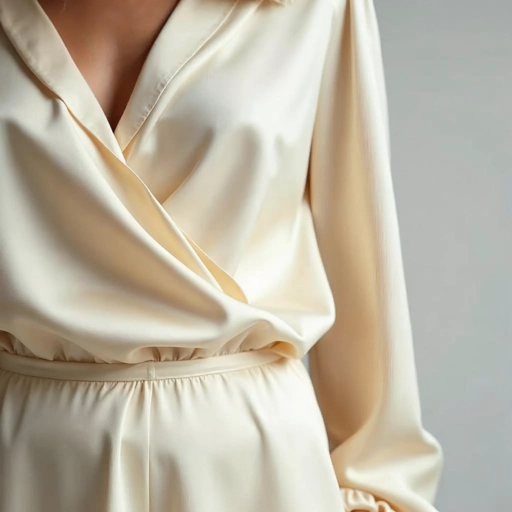 Selvane - Draped Cowl-Neck Satin Blouse