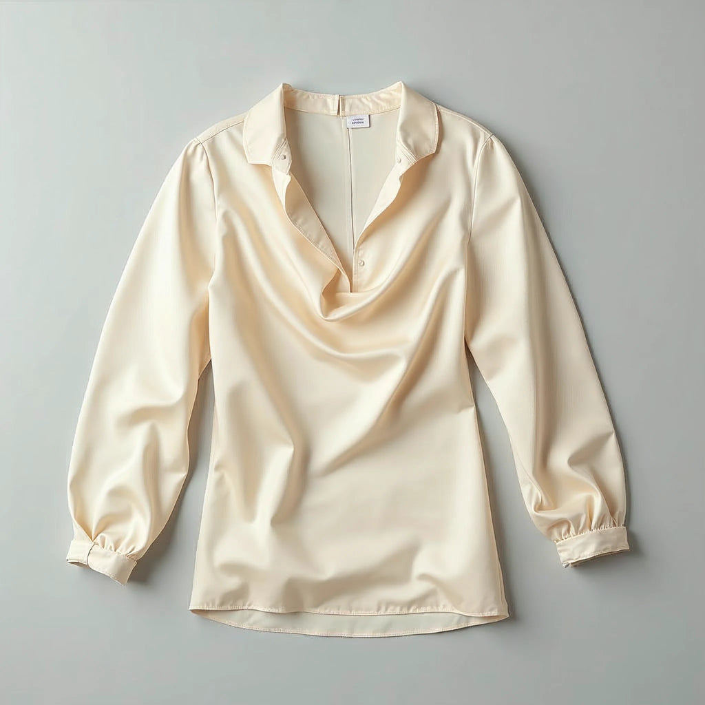 Selvane - Draped Cowl-Neck Satin Blouse