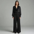 Selvane - Draped Cowl-Neck Satin Blouse