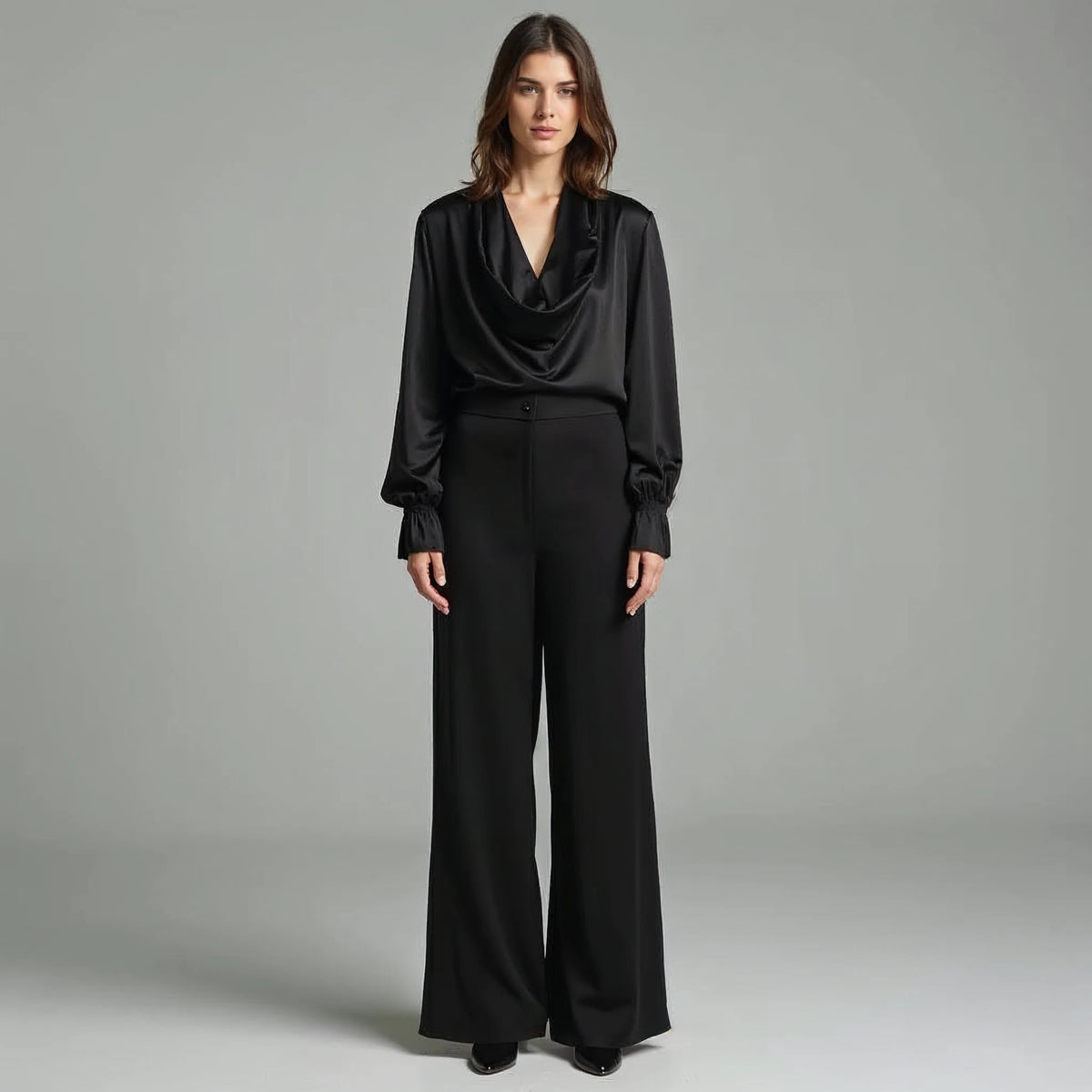 Selvane - Draped Cowl-Neck Satin Blouse