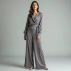 Selvane - Draped Cowl-Neck Satin Blouse