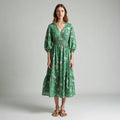 Verlaine - Floral V-Neck Smocked-Waist Midi Dress