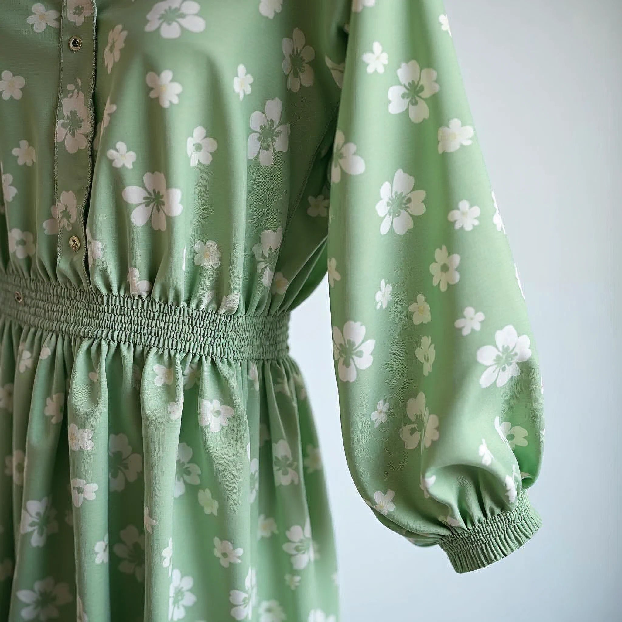 Verlaine - Floral V-Neck Smocked-Waist Midi Dress
