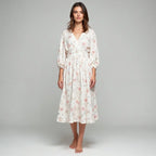 Verlaine - Floral V-Neck Smocked-Waist Midi Dress