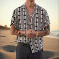 Zelato - Short-Sleeved Geometric Pattern Shirt