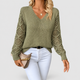 Adela | Women's V-Neck Knit Jumper with Openwork Sleeves