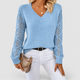 Adela | Women's V-Neck Knit Jumper with Openwork Sleeves