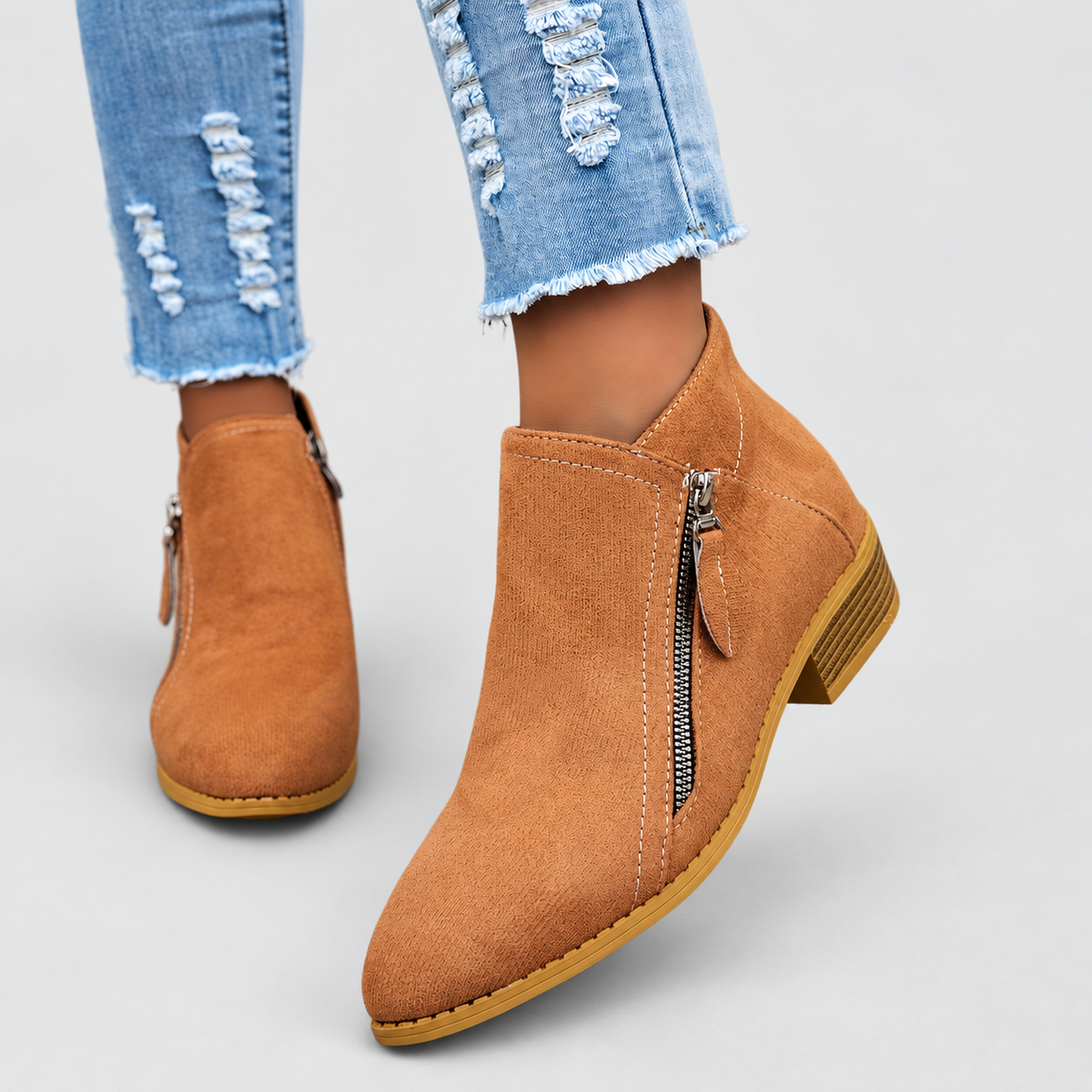 Women's Side-Zip Ankle Boots in Brown — view 12