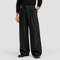 Men's Straight-Leg Pleated Tailored Trousers in Black — view 1